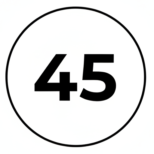 Can you give me a black and white simple 45 in a circle?